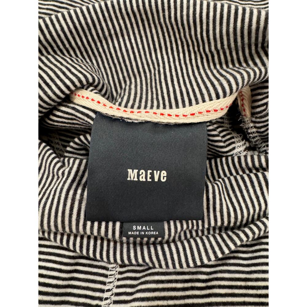 Maeve Tal Cowl Neck Tunic Sweater Small Black White Stripe Raglan Minimalist - Picture 5 of 16